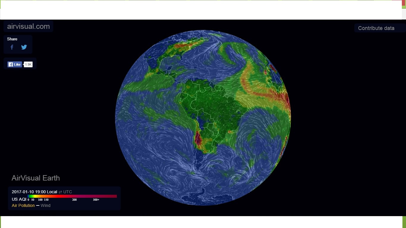 Un mapa muestra la contaminación del aire en tiempo real